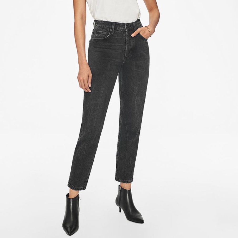 Anine Bing Black High-Rise Straight Jeans